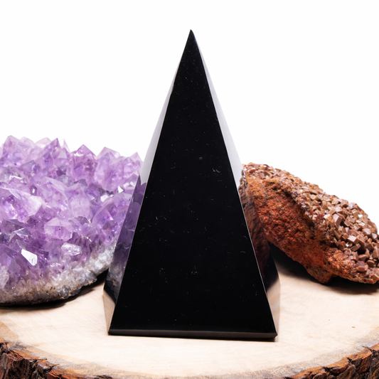 Hand-carved Hi-Pyramid Jr shungite Golod pyramid front view