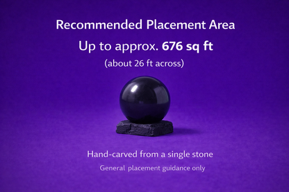 Sphere Harmonizer – 3.5" Polished Shungite Sphere with Stand (Authentic Karelian Stone)